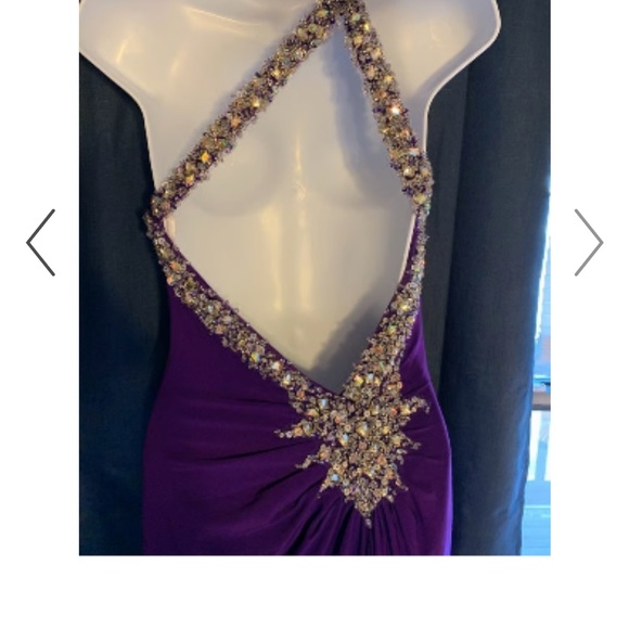 Night Moves One Shoulder Purple Dress with Gold Accents - Picture 5 of 6